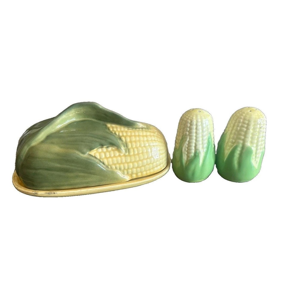 Shawnee Pottery Corn King Butter Dish #72 Small Salt & Pepper Shakers